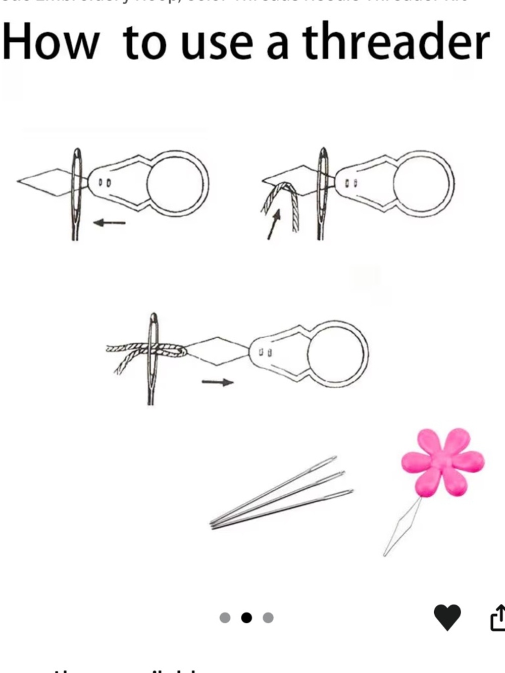 2 Pack Stamped Embroidery Kit with Pattern and Needle - Picture 7 of 7